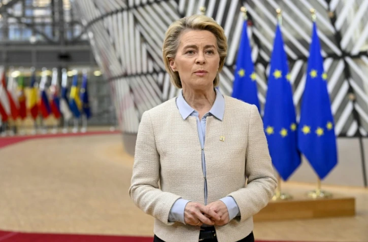 La présidente de la Commission européenne Ursula von der Leyen avant un sommet européen à Bruxelles, le 24 mai 2021