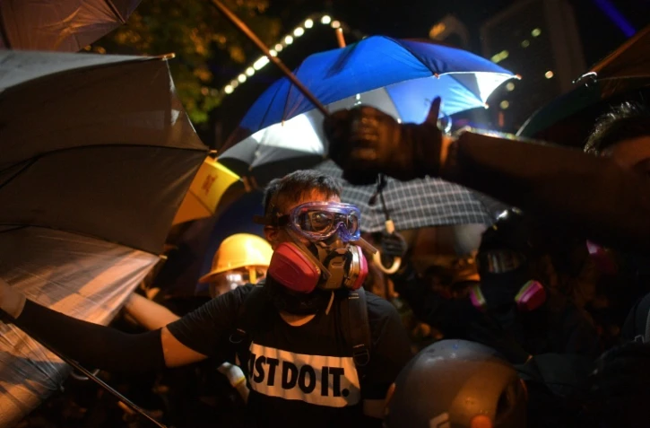Manifestants à Hong Kong pour le cinquième anniversaire du "Mouvement des Parapluies", le 28 septembre 2019