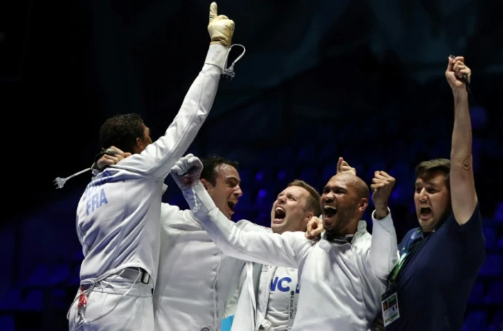 Les épéistes français champions du monde par équipes à Budapest le 22 juillet 2019