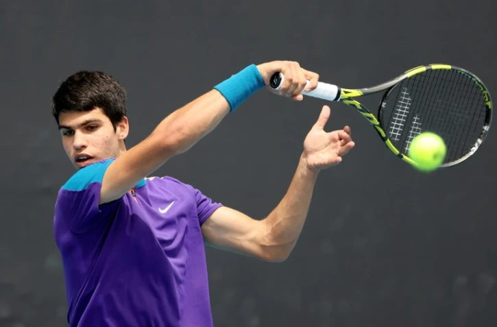 L'Espagnol Carlos Alcaraz lors de l'Open d'Australie, à Melbourne, le 11 février 2021