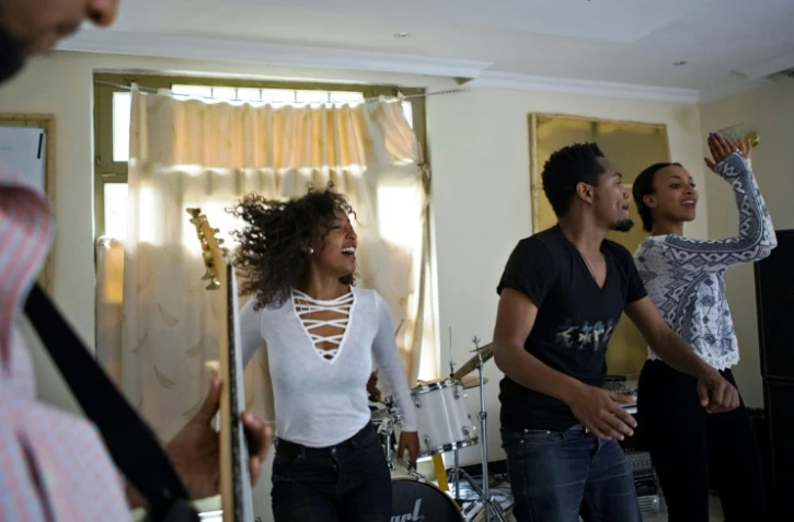 Les membres du groupe de rock Jano lors d'une répétition, le 16 février 2017 à Addis Abeba, en Ethiopie