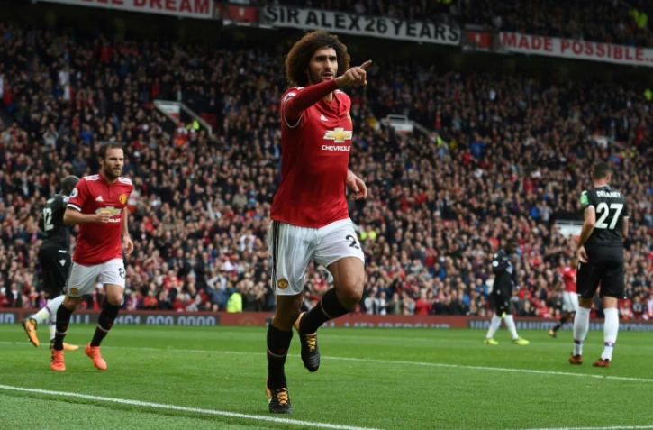Le Belge Marouane Fellaini a offert le 2e but à Manchester United contre Crystal Palace à Old Trafford, le 30 septembre 2017
