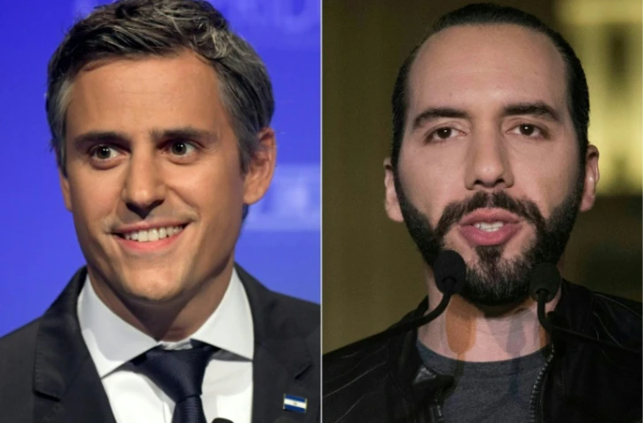 Les deux favoris du scrutin présidentiel au Salvador: Carlos Calleja (à gauche), du parti de droite Alliance républicaine nationaliste, et Nayib Bukele, du parti conservateur Grande alliance pour l'unité