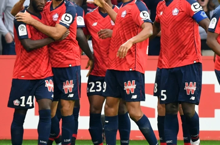 Les joueurs de Lille vainqueurs de Saint-Etienne en L1 le 6 octobre 2018 à Villeneuve d'Ascq