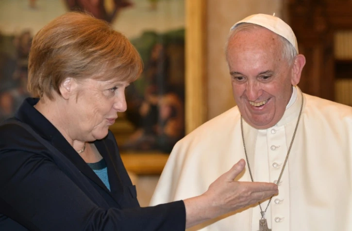 La chancelière allemande Angela Merkel lors d'une audience privée avec le pape François, le 6 mais 2016 au Vatican