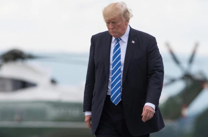 Donald Trump s'apprête à embarquer à bord d'Air Force One à Hagerstown (Maryland), le 18 août 2017