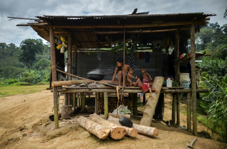 Une famille de l'éthnie Embera dans le village de Tasi, dans le département du Choco en Colombie, le 25 janvier 2017