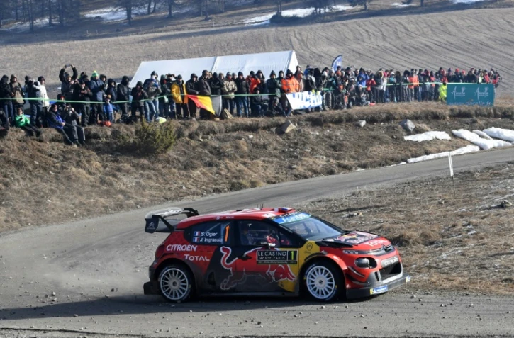 Sébastien Ogier au volant de sa Citroën C3 lors de la spéciale N.10 entre Saint-Léger-les-Mélèzes et La Batie-Neuve, au Rallye de Monte-Carlo, le 26 janvier 2019 