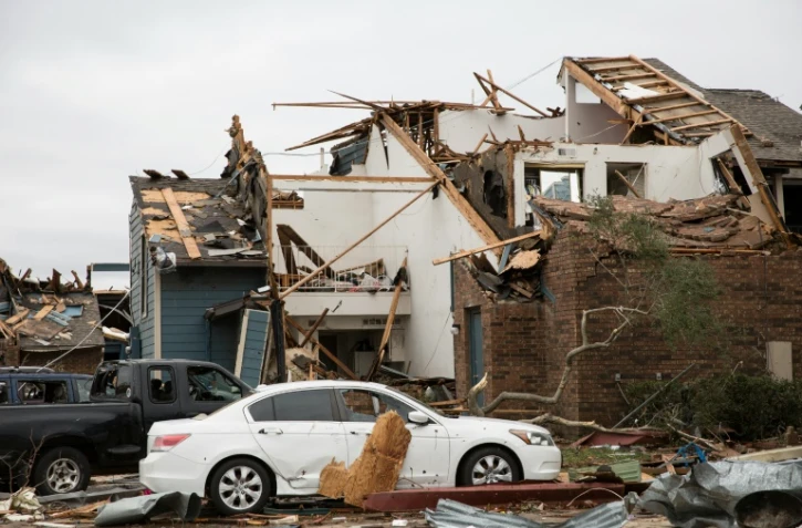 Habitations détruites après le passage d'une tornadele 28 décembre 2015 à Garland au Texas