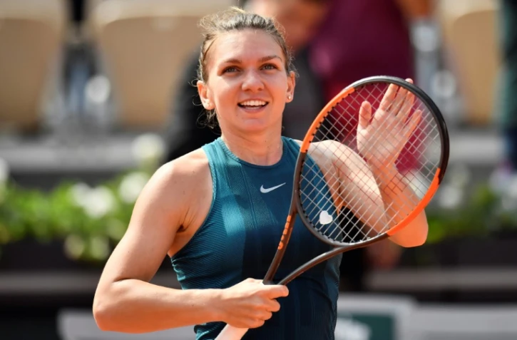 La Roumaine Simona Halep après son succès sur l'Allemande Angelique Kerber, le 6 juin 2018 à Roland-Garros