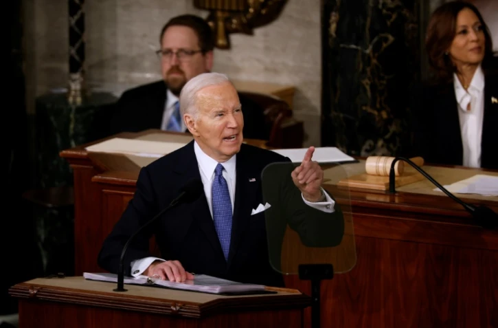 Le président américain Joe Biden prononce son discours sur l'état de l'Union le 7 mars 2024 à Washington, DC.
