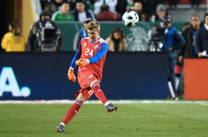 Le gardien islandais Rúnar Alex Rúnarsson lors d'un match amical contre le Mexique, le 23 mars 2018 à Santa Clara 