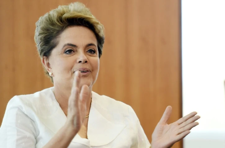 La président brésilienne Dilma Rousseff -ici le 15 avril 2016- joue son mandat alors que les députés se pronocent sur sa destitution 