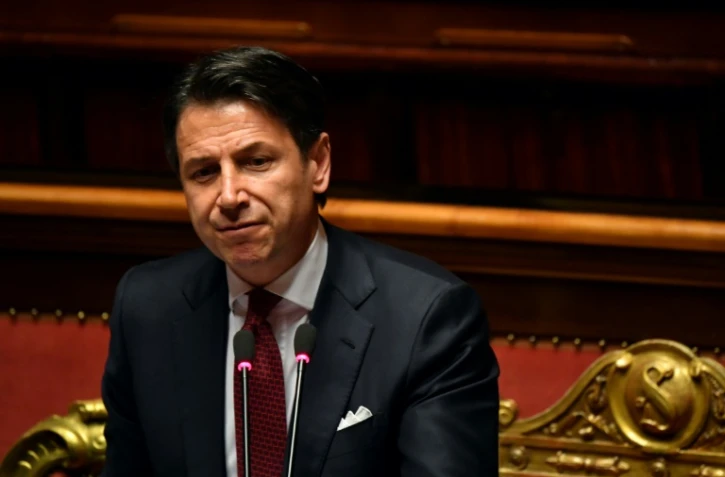Le Premier ministre italien sortant Giuseppe Conte au Sénat, le 20 août 2019 à Rome