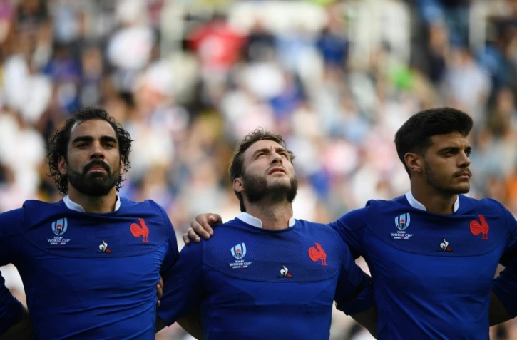 Les joueurs de l'équipe de France avant le match contre les Etats-Unis, le 2 octobre 2019 à Fukuoka.
