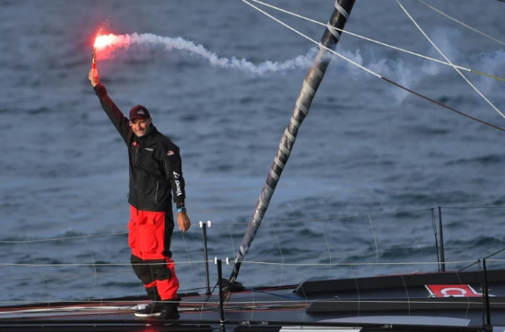 Le skipper français Jérémie Beyou (Charal) remporte la Vendée-Arctique, le 14 juillet 2020 aux Sables-d'Olonne