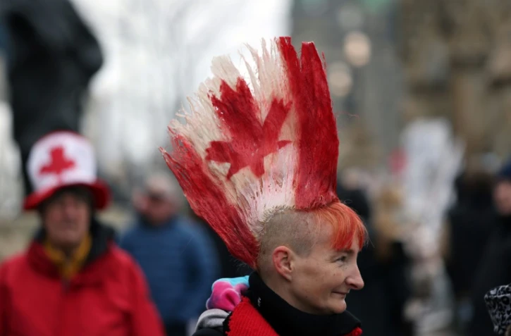 Manifestante dans les rues d'Ottawa, le 10 février 2022