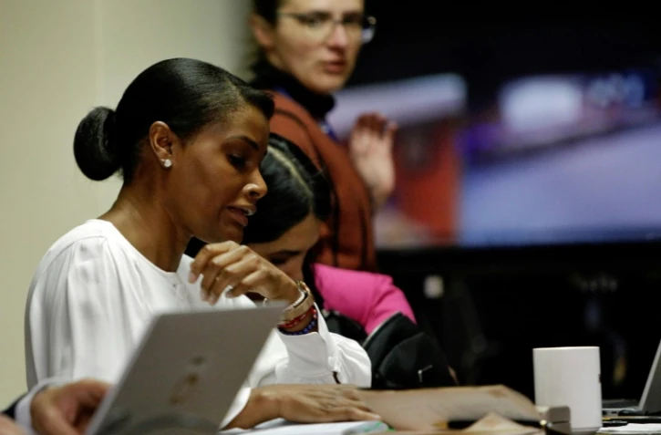 Photo d'archive de la procureure générale Diana Salazar lors d'une audience dans l'affaire dite "Metastasis" à Quito, le 14 décembre 2023