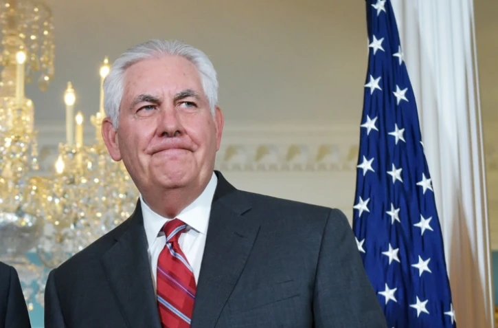 Le chef de la diplomatie américaine Rex Tillerson lors d'un face à face avec le ministre des affaires étrangères allemandes Sigmar Gabriel (pas sur la photo) à Washington, le 30 novembre 2017.