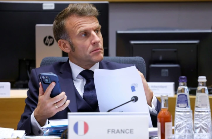 Le président Emmanuel Macron au sommet des leaders de l'UE à Bruxelles, le 23 octobre 2025