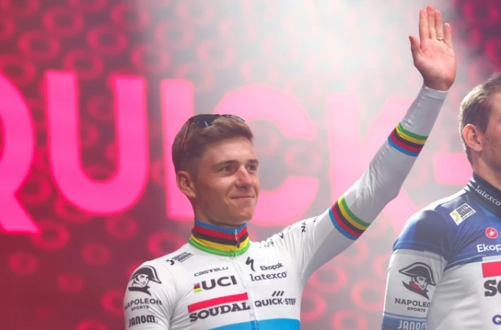 Le Belge Remco Evenepoel lors de la présentation des équipes avant le départ du Giro 2023 le 4 mai 2023 à Pescara