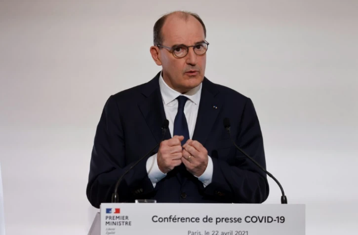 Jean Castex lors d'une conférence de presse, le 22 avril 2021 à Paris