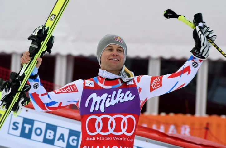 Le Français Alexis Pinturault, vainqueur du petit globe du Super-combiné, le 19 février 20116 à Chamonix