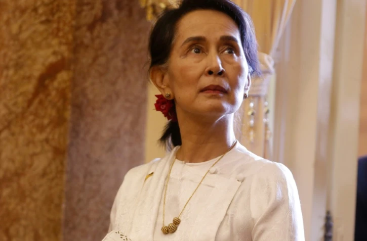 Aung San Suu Kyi lors d'une réunion avec le président vietnamien Tran Dai Quang à Hanoï le 13 septembre 2018