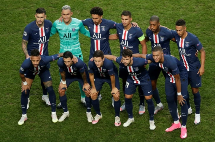 Les joueurs du Paris-SG avant la finale de la Ligue des champions face au Bayern Munich, à Lisbonne, le 23 août 2020