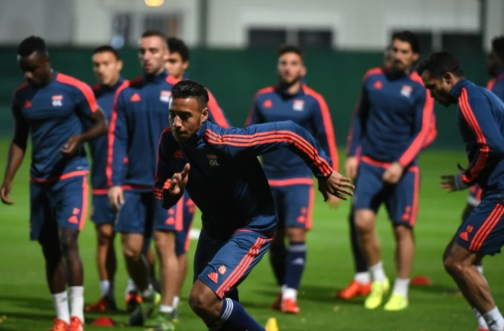 Les Lyonnais à l'entraînement au stade de Gerland, le 3 novembre 2015, à la veille d'affronter le Zenit St-Pétersbourg en Ligue des champions