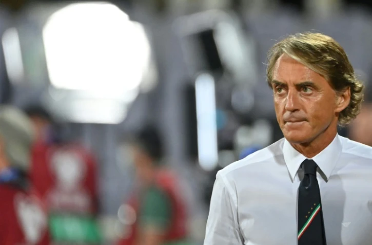 Le sélectionneur italien Roberto Mancini, avant le match contre la Bulgarie, comptant pour les éliminatoires de la Coupe du monde 2022 au Qatar, le 2 septembre 2021 à Florence