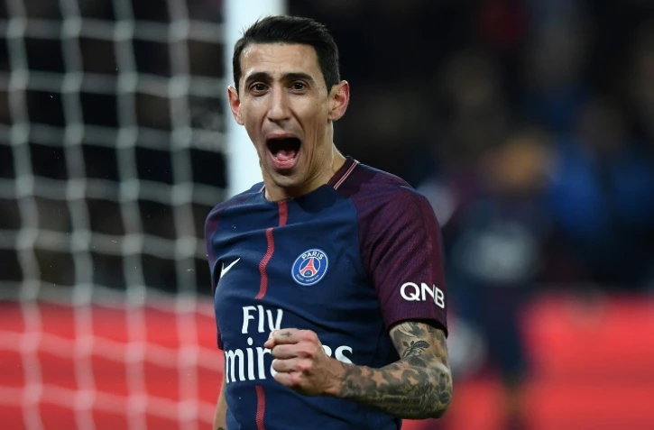 L'attaquant Angel Di Maria ouvre le score du PSG face à Lille au Stade de France, le 9 décembre 2017