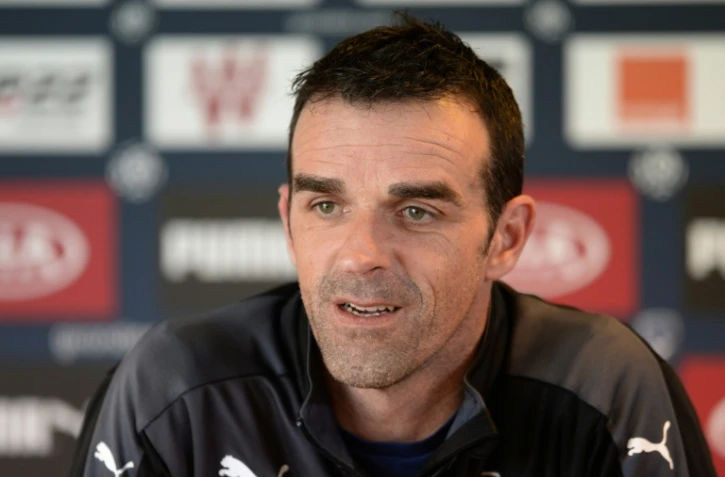 Le nouvel entraîneur de Bordeaux Ulrich Ramé en conférence de presse, au Haillan, le 18 mars 2016 