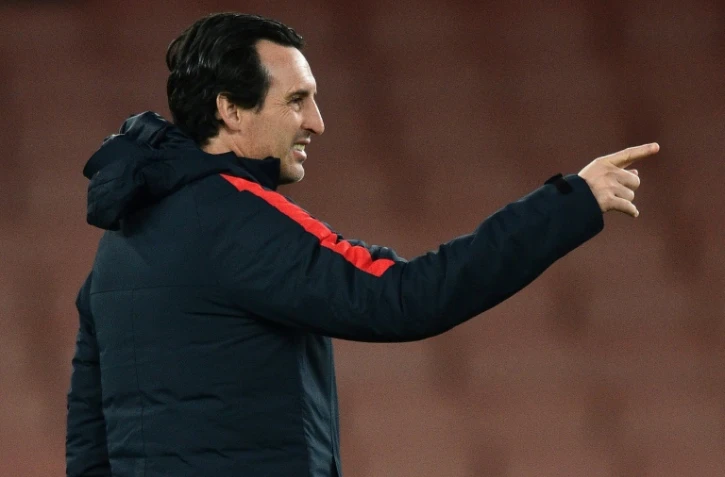 Unai Emery lors d'un entraînement du PSG à l'Emirates Stadium, le 22 novembre 2016 à Londres