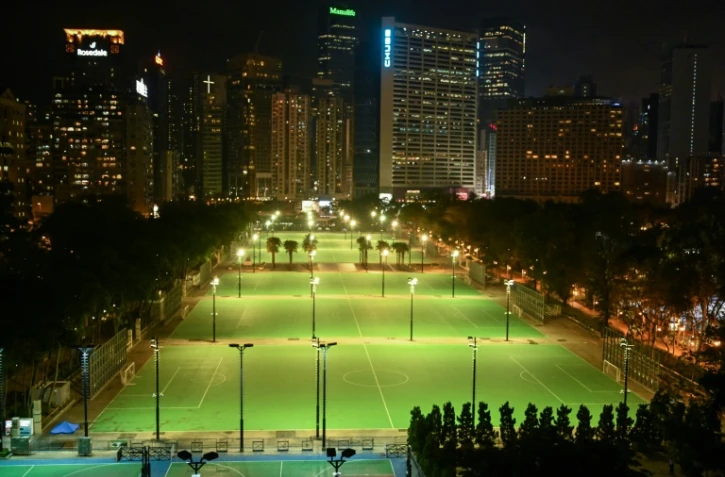 Vue générale du Parc Victoria vide à Hong Kong, le 4 juin 2021