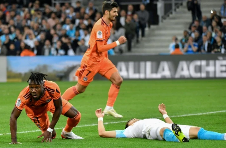 L'OM a été terrassé par Lyon, porté par son double buteur Maxwell Cornet (g), dans le choc des Olympiques, le 12 mai 2019 au Vélodrome