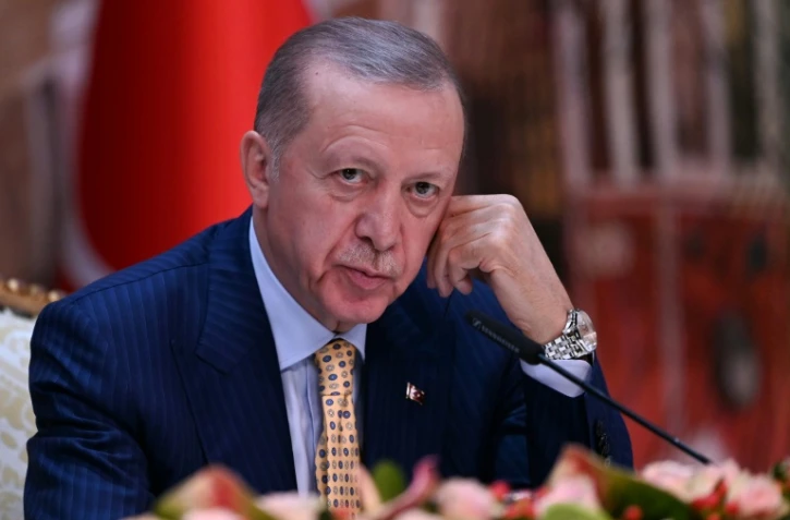 Le président turc Recep Tayyip Erdogan au bureau présidentiel de Dolmabahce à Istanbul, le 8 mars 2024