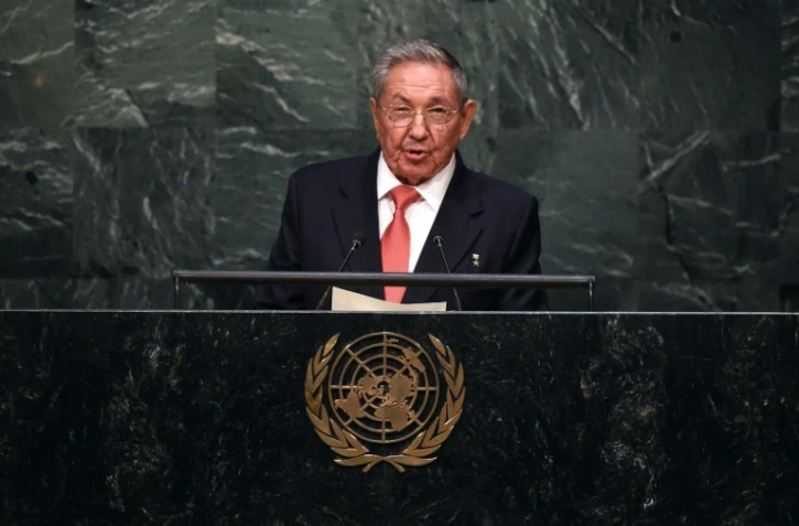 Le président cubain Raul Castro à la tribune de l'ONU à New York, le 26 septembre 2015 