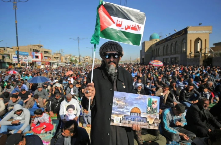 Des manifestants irakiens protestent à Bagdad contre la décision de Donald Trump sur Jérusalem, le 8 décembre 2017