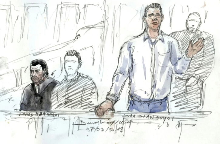 Jonathan Guyot lors de son procès devant le tribunal correctionnel de Paris pour le vol de 48,5 kg de cocaïne du "36", le 7 mars 2017