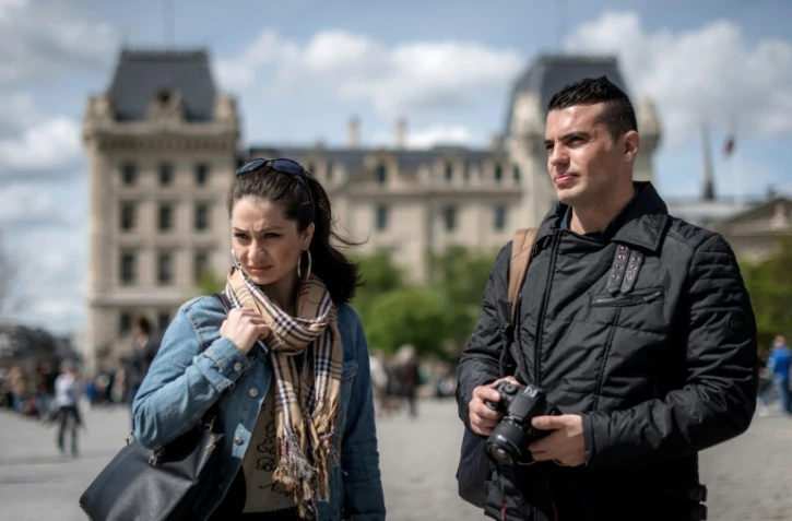 Marina Golbahari et son mari Noorullah Azizi le 14 avril 2016 à Paris