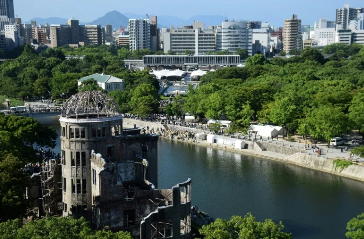 Le dôme de la Bombe Atomique, mémorial de la paix à Hiroshima, pris en photo le 6 août 2017