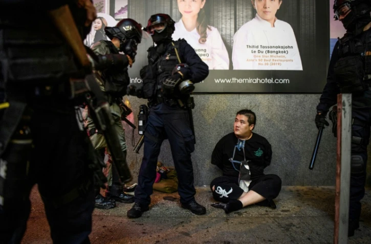 Police clashed with demonstrators at nearly a dozen locations on Sunday