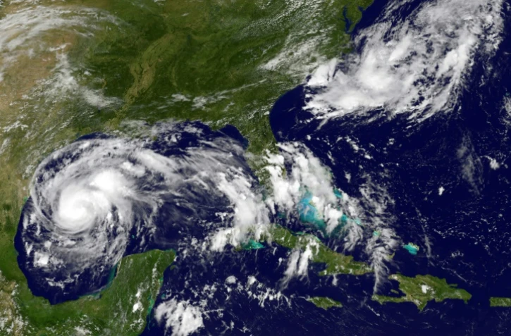 Image satellite de l'ouragan Harvey dans le Golfe du Mexique 