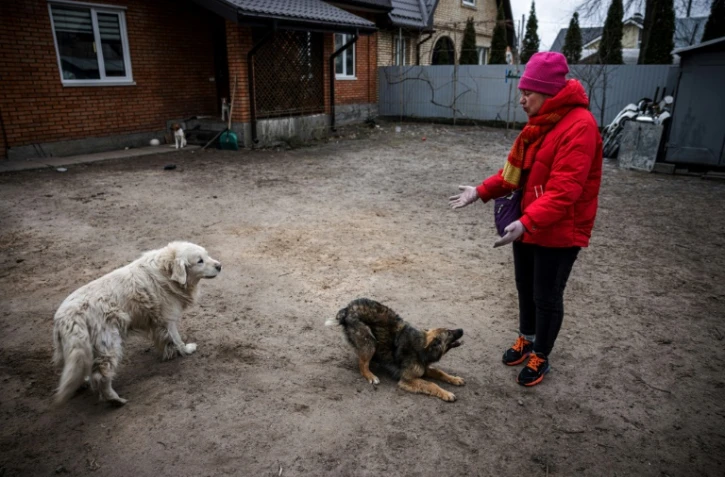 Irina Morozova, une habitante d'Irpin (nord-ouest de Kiev), le 13 mars 2022