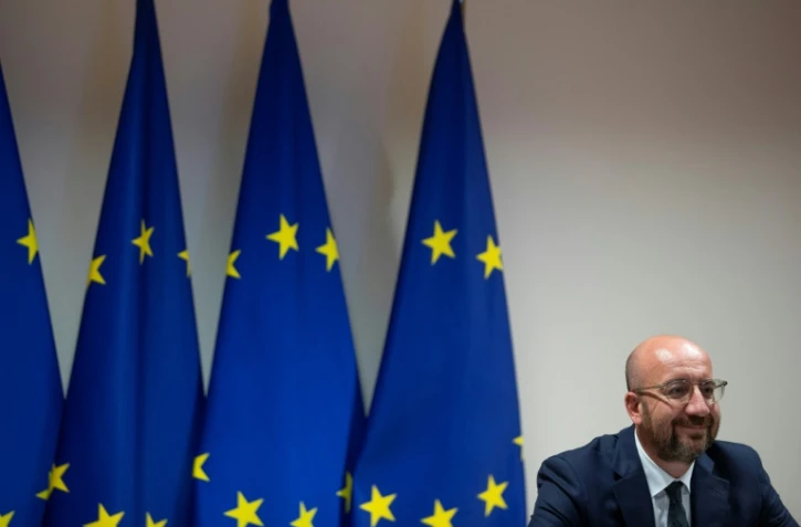 Le président du Conseil européen Charles Michel, lors d'une visioconférence à Bruxelles, le 15 juin 2020