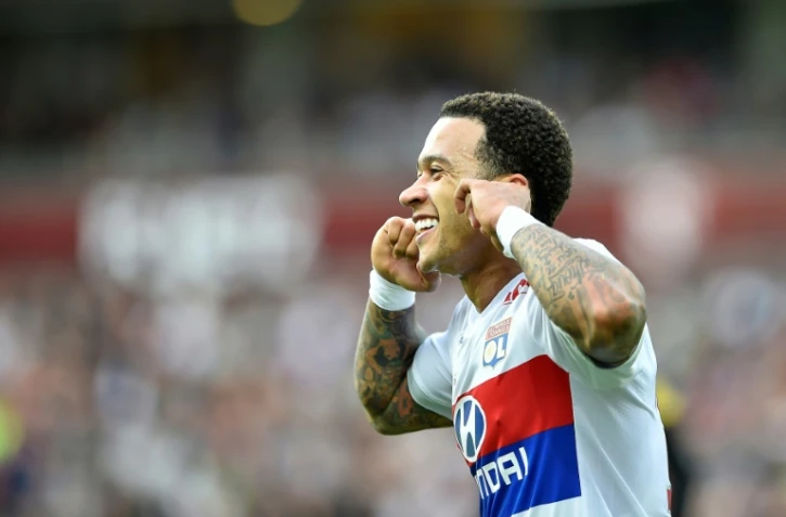 L'attaquant néerlandais de Lyon Memphis Depay buteur lors du déplacement à Metz le 8 avril 2018