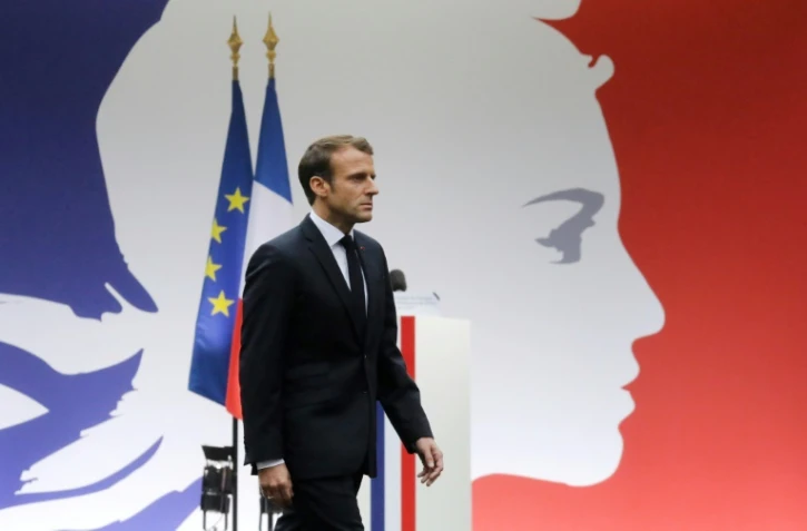 Le président Emmanuel Macron le 8 octobre 2019 à Paris lors de l'hommage aux victimes de l'attaque de la préfecture de police de Paris