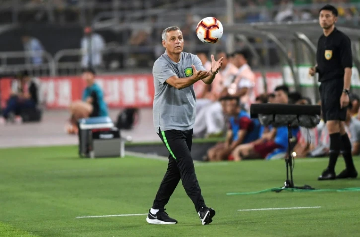 Bruno Genesio avec son nouveau club de Beijing Guoan en Super League chinoise (CSL) contre Hebei Fortune à Pékin, le 2 août 2019
