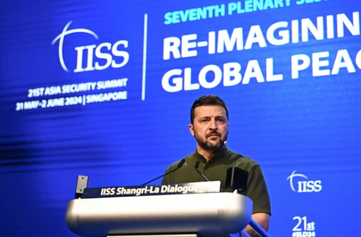 Le président ukrainien Volodymyr Zelensky lors du dialogue de Shangri-La, le 2 juin 2024 à Singapour